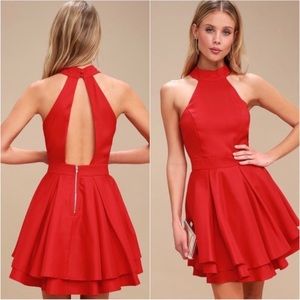 Lulus red skater dress size S